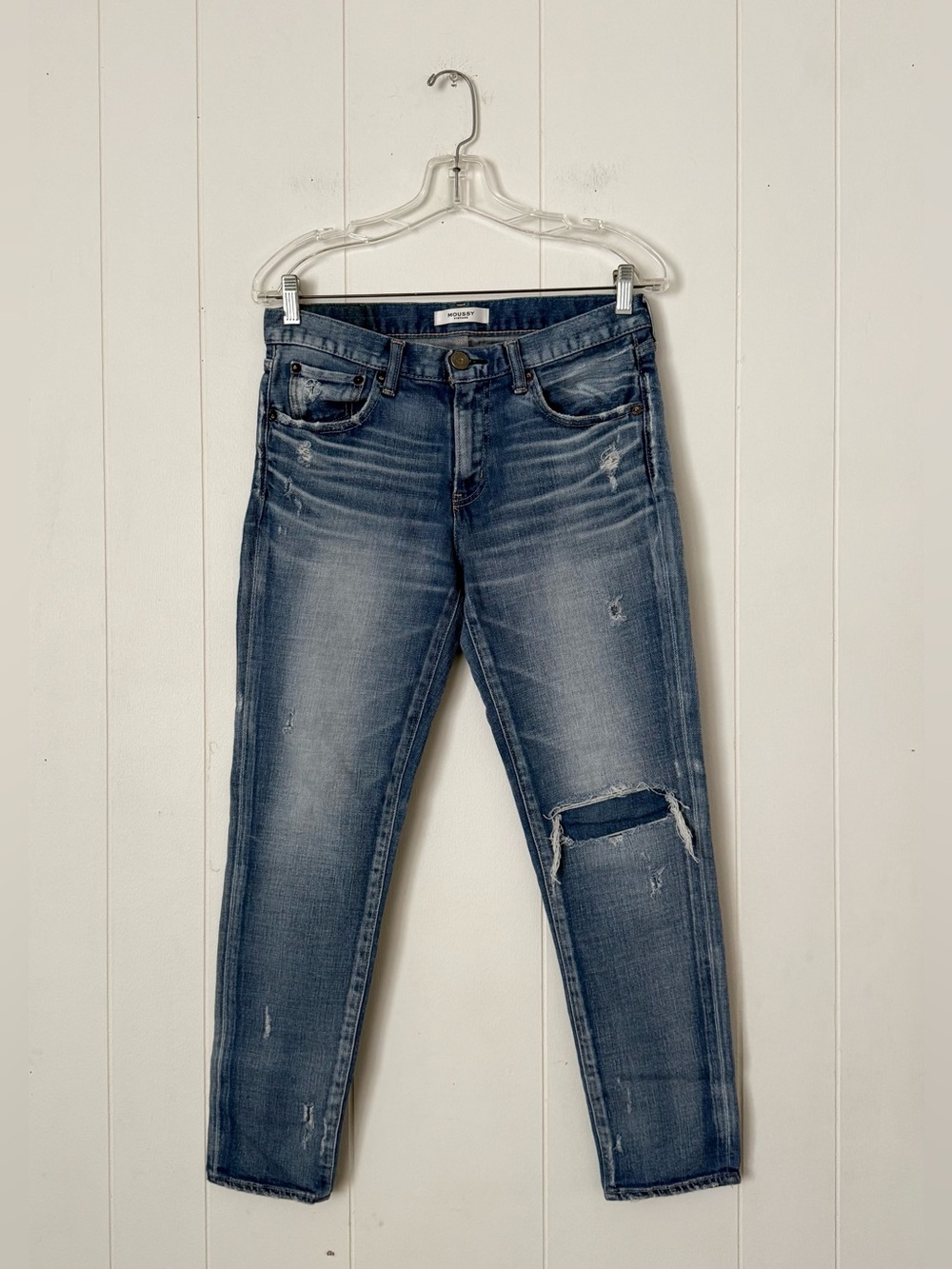 MOUSSY MV Lenwood Skinny Distressed Jeans in Blue Size 28 - Picture 4 of 11